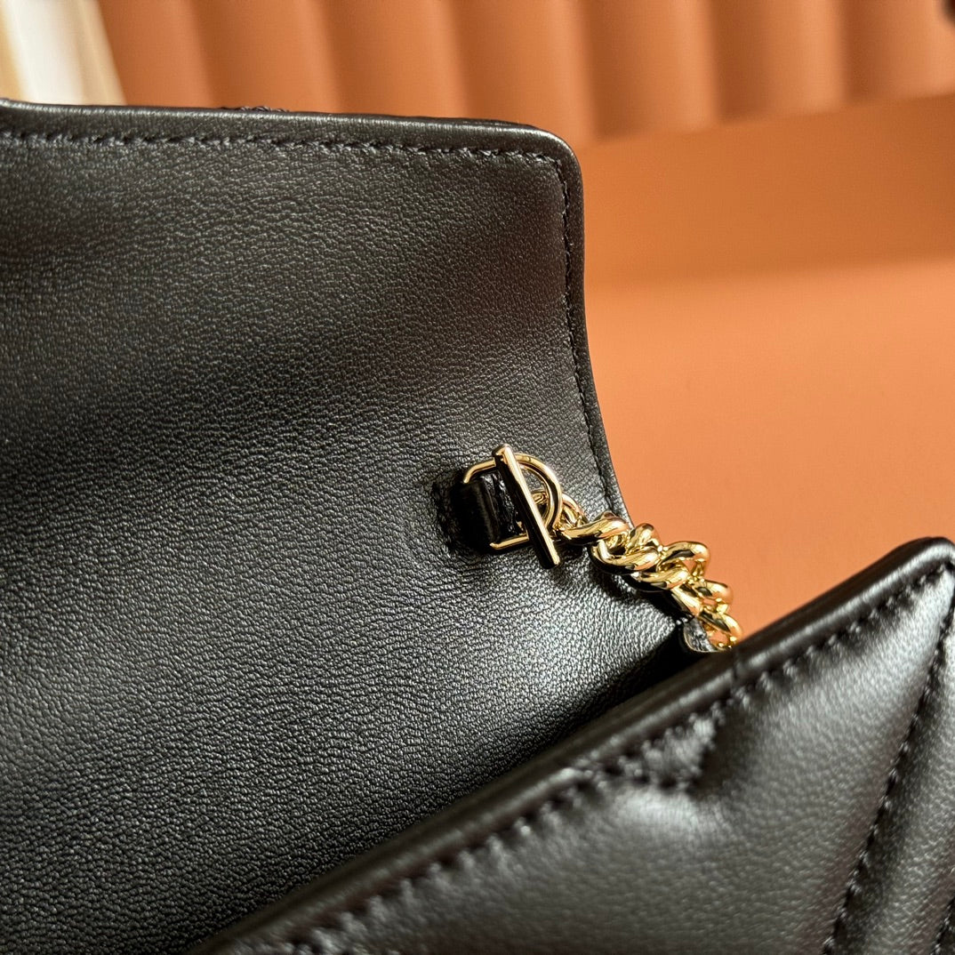Gucci Marmont Chain Wallet Black Cowhide 254966