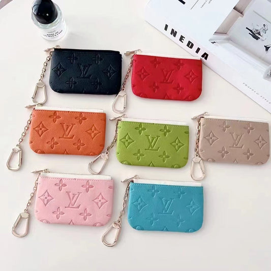 Colorful -Inspired Embossed Coin Pouch Collection with Chain Clip