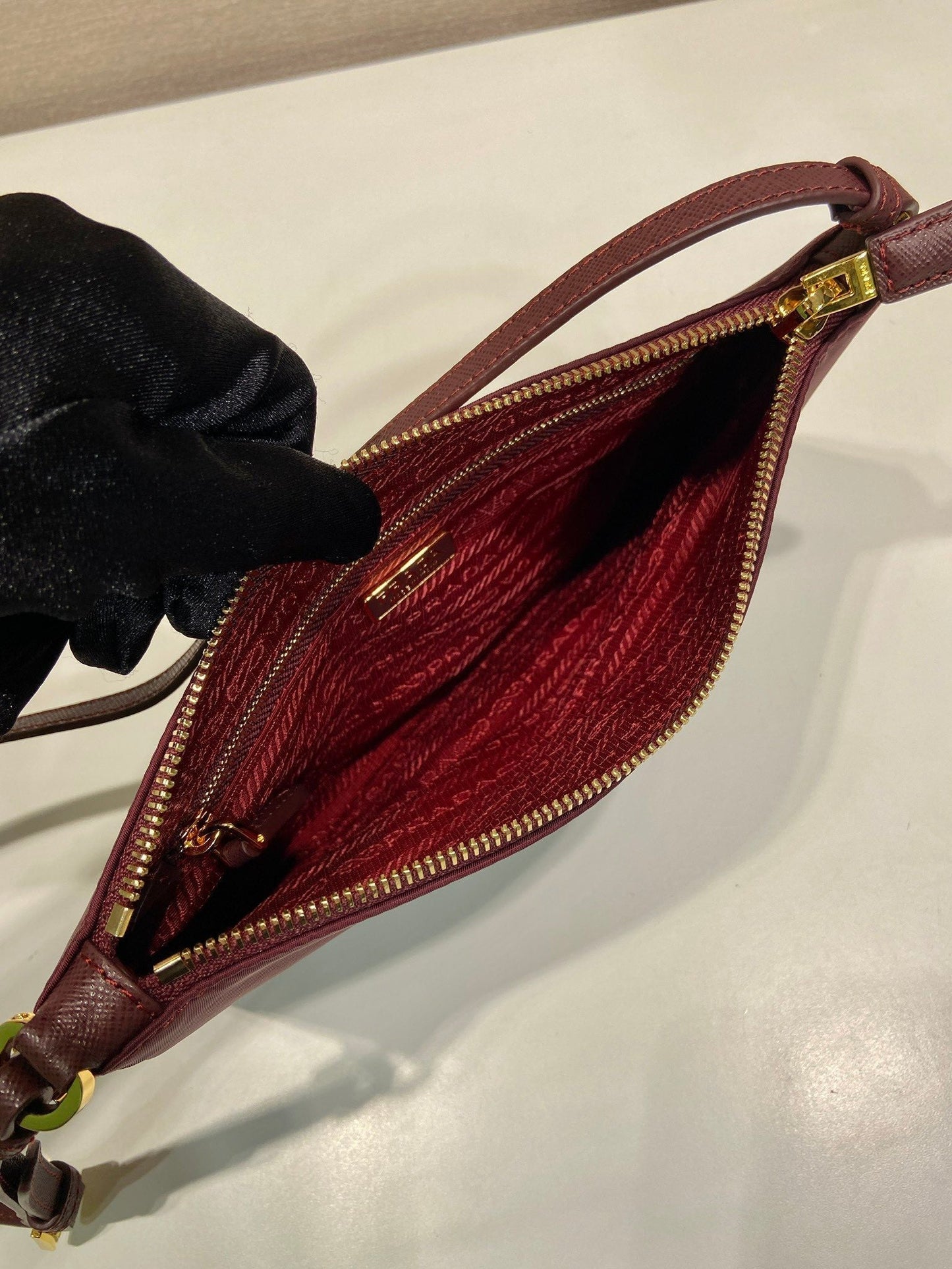 PRA vintage long shoulder bag burgundy nylon fabric