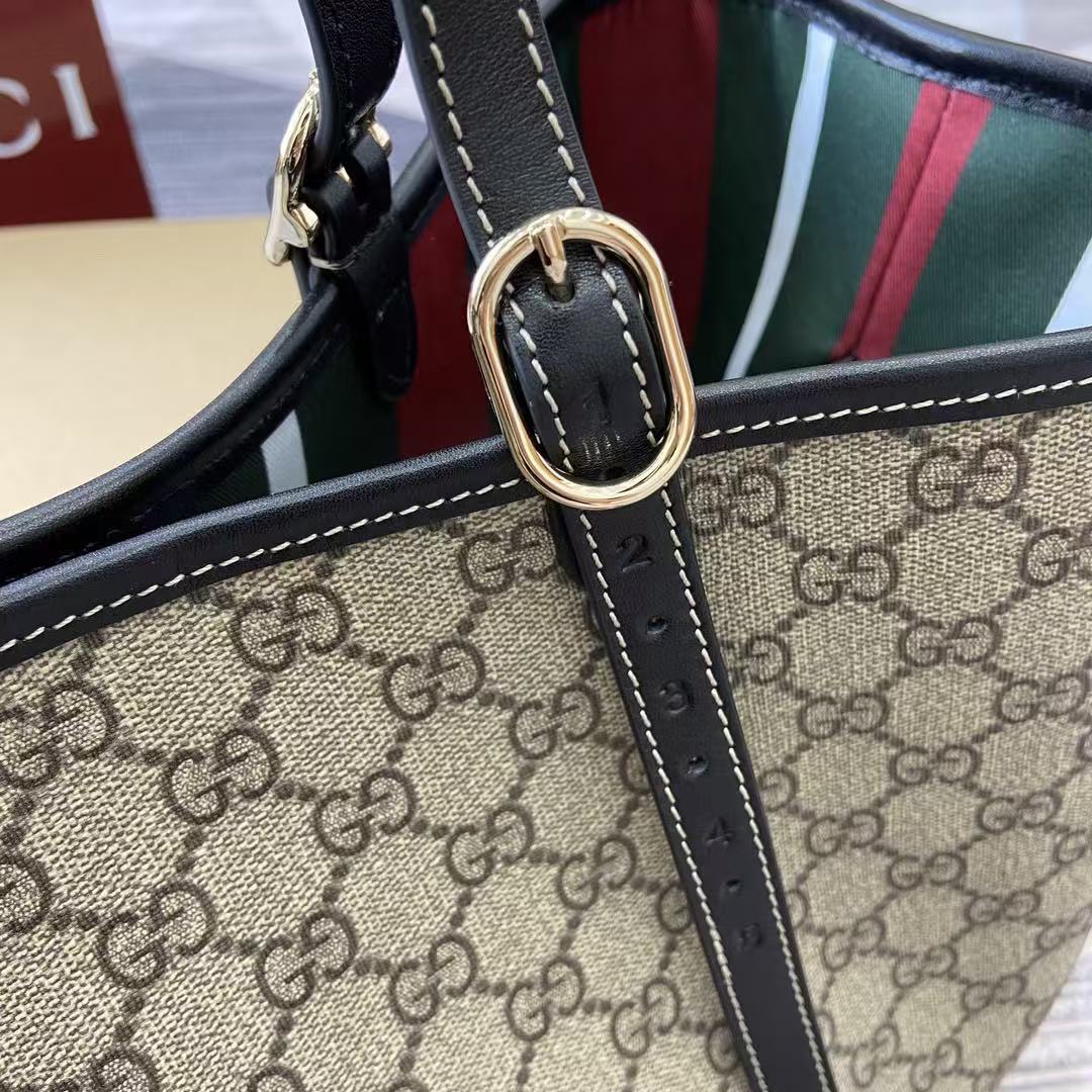 GG Emblem Maxi Tote Bag Beige & Dark Brown Monogram Coated Fabric