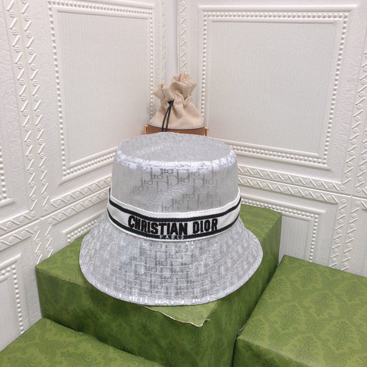 Vintage Sheer Organza Logo Bucket Hat for Women & Men