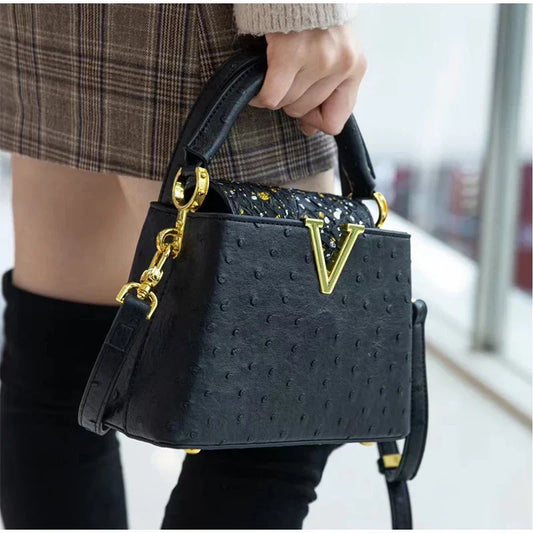 Luxury High-End Handbag -  Spring Fashion Ostrich Pattern Crossbody Shoulder Bag