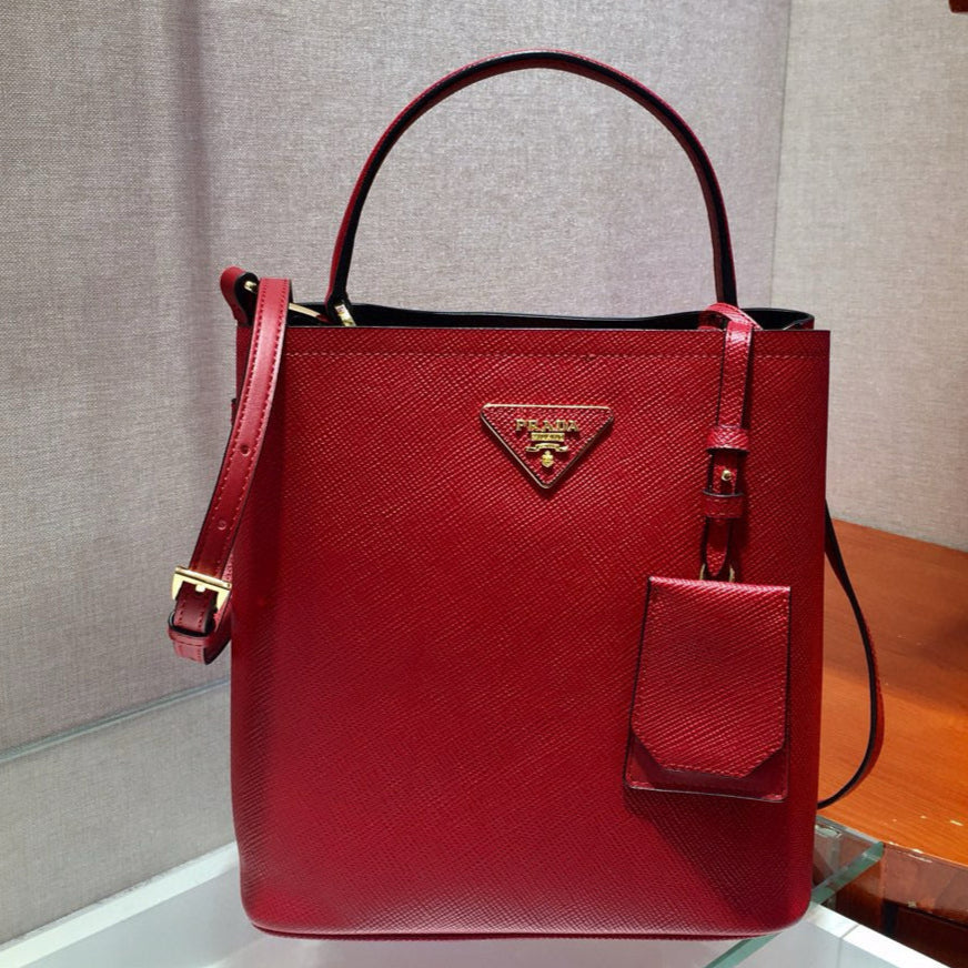 Prada Medium Cuir Panier Bag Red Saffiano leather