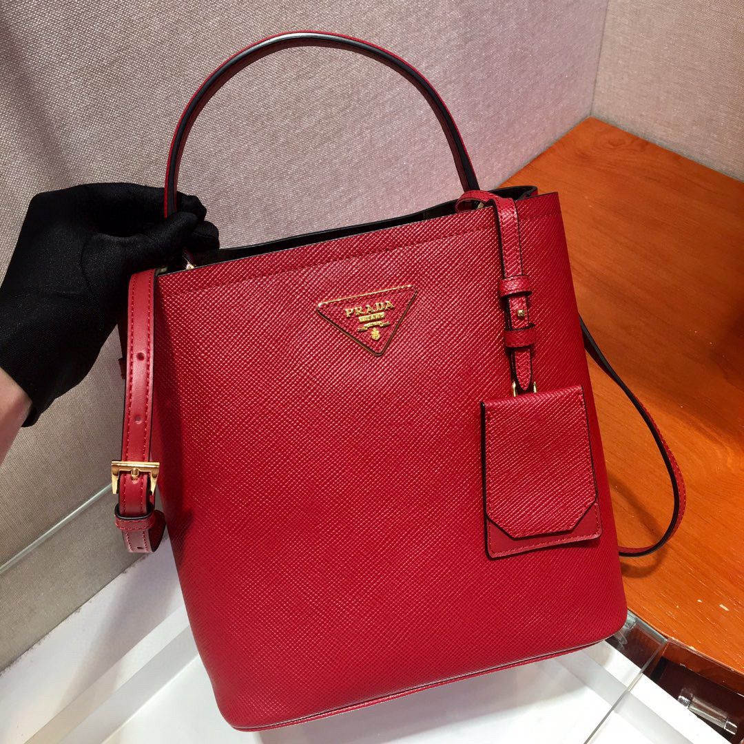 Prada Medium Cuir Panier Bag Red Saffiano leather