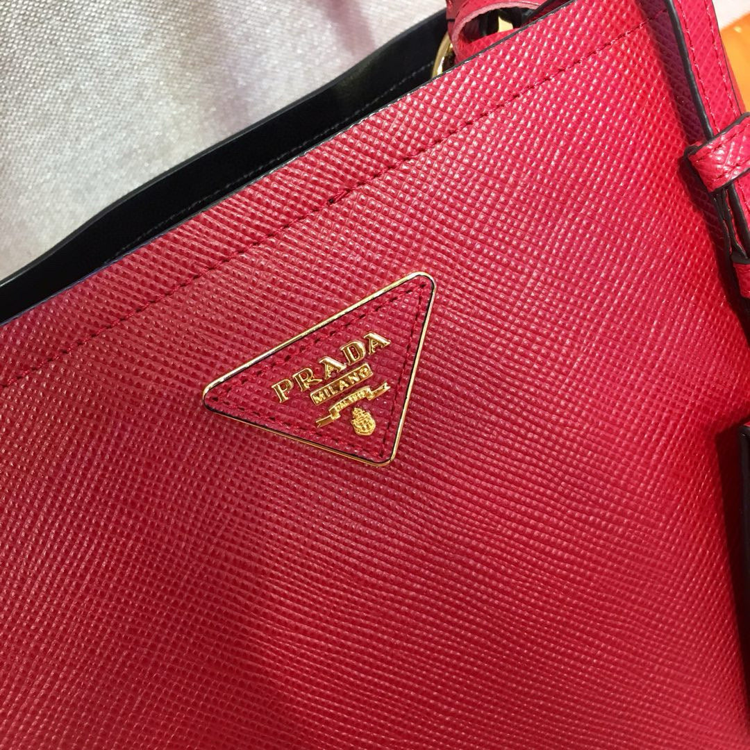 Prada Medium Cuir Panier Bag Red Saffiano leather