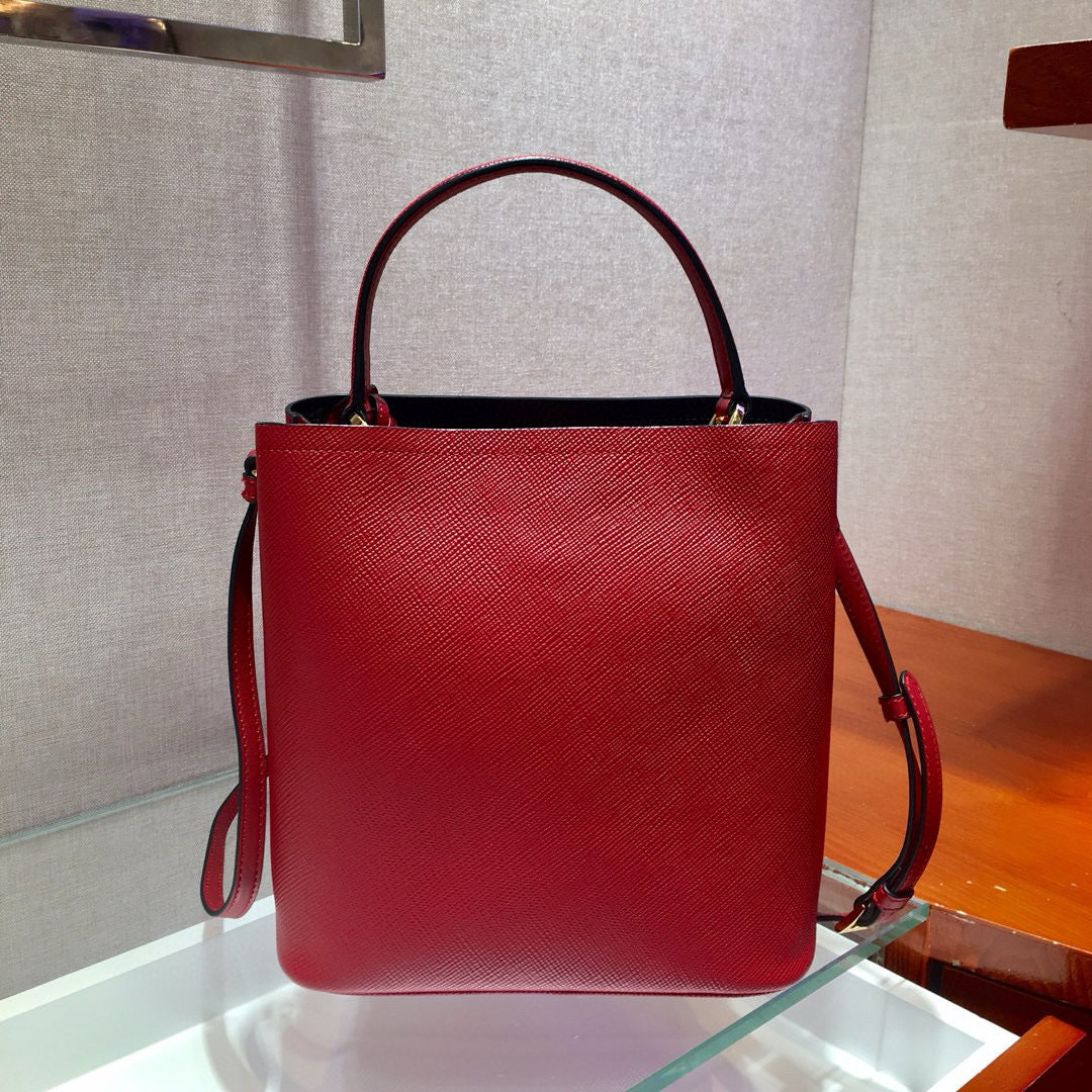 Prada Medium Cuir Panier Bag Red Saffiano leather