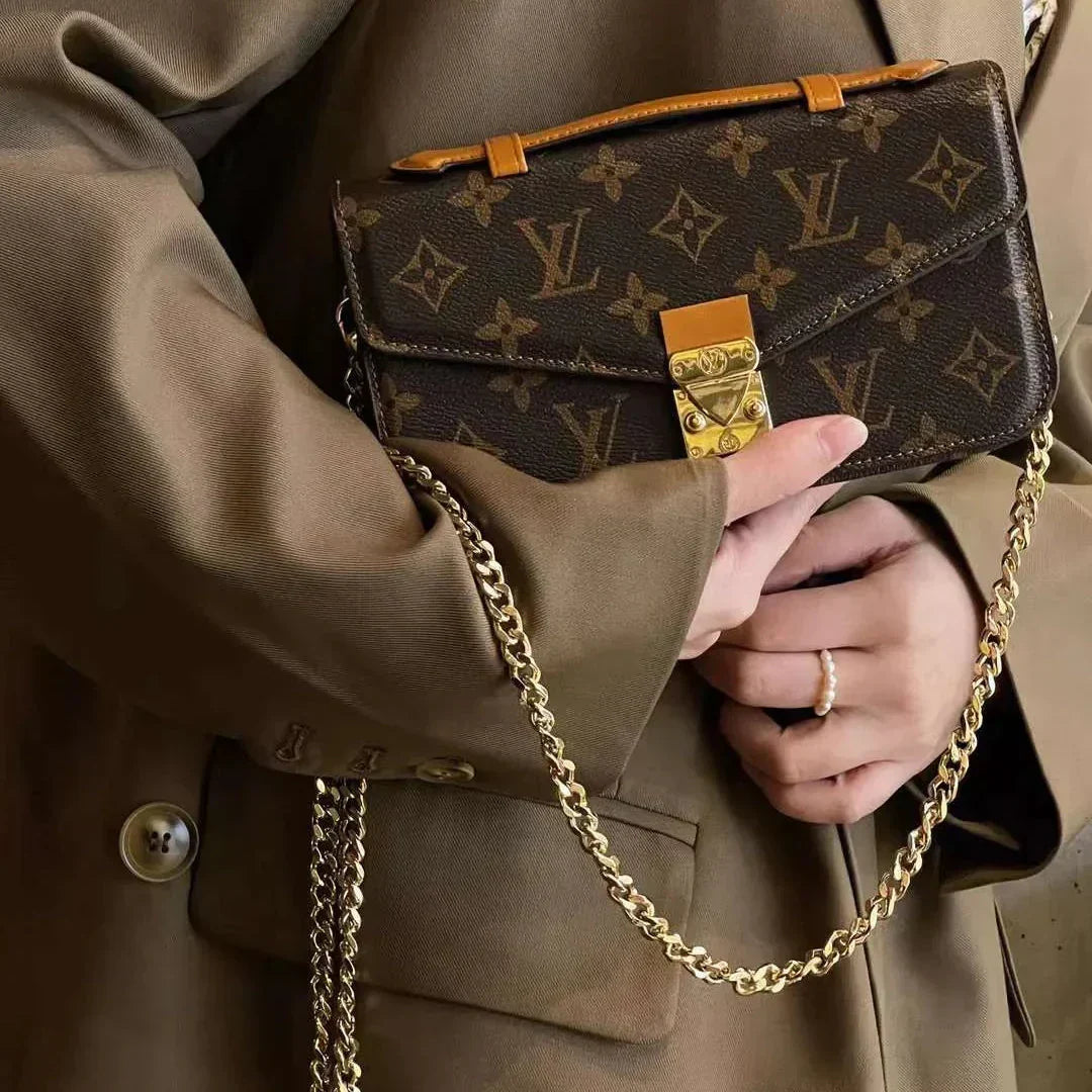 Monogram Canvas Bag Hand Held Crossbody Chain Mobile Phone