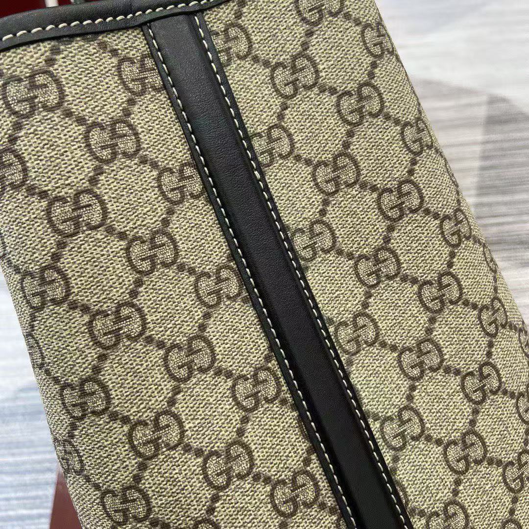 GG Emblem Maxi Tote Bag Beige & Dark Brown Monogram Coated Fabric