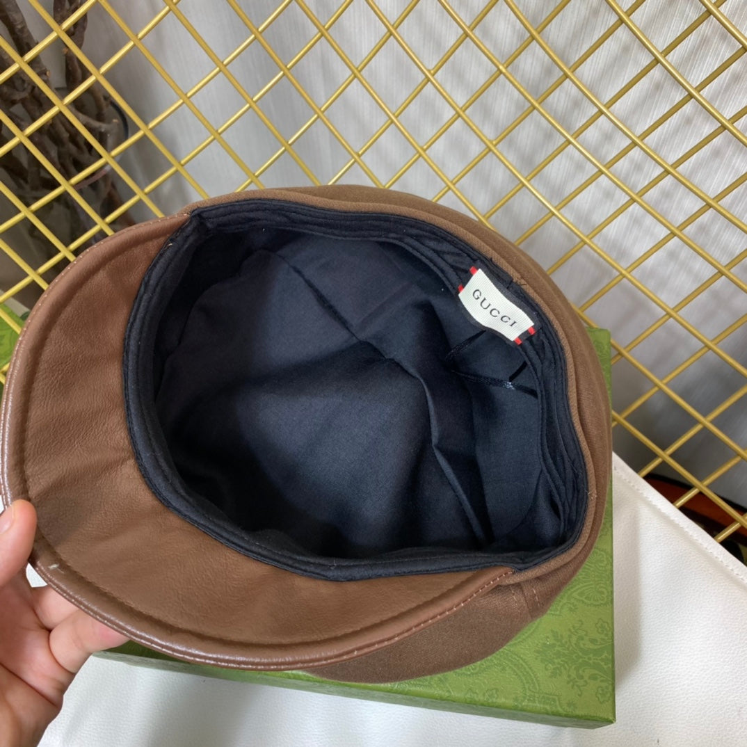 Classic GG Metal Logo Octagonal Flat Cap | Luxury Designer Cashmere Hat