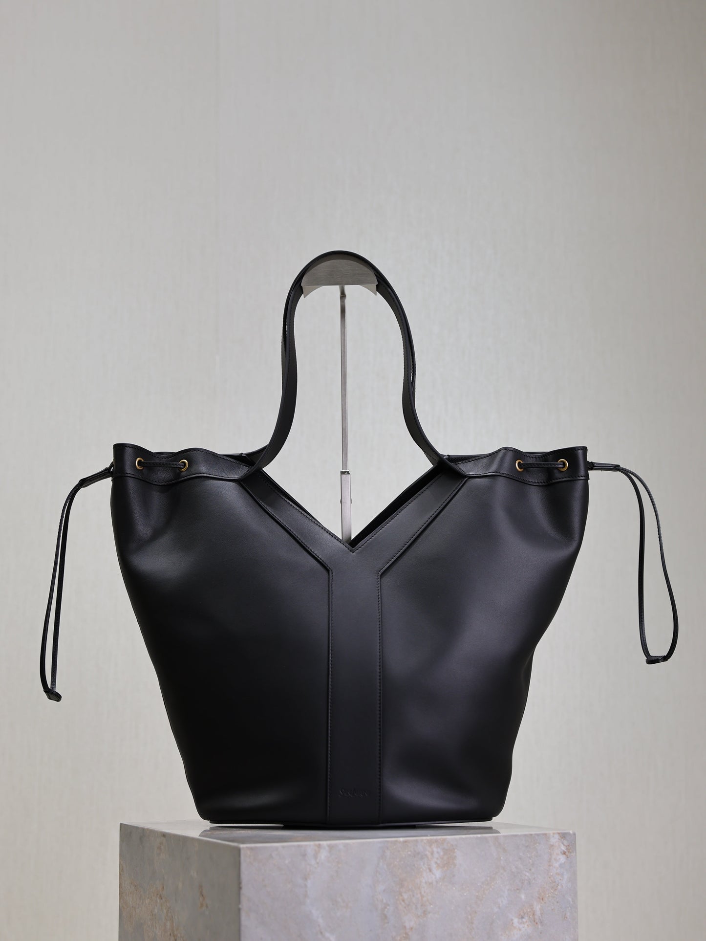 Prada Y Large Leather HOBO Bag Black Leather