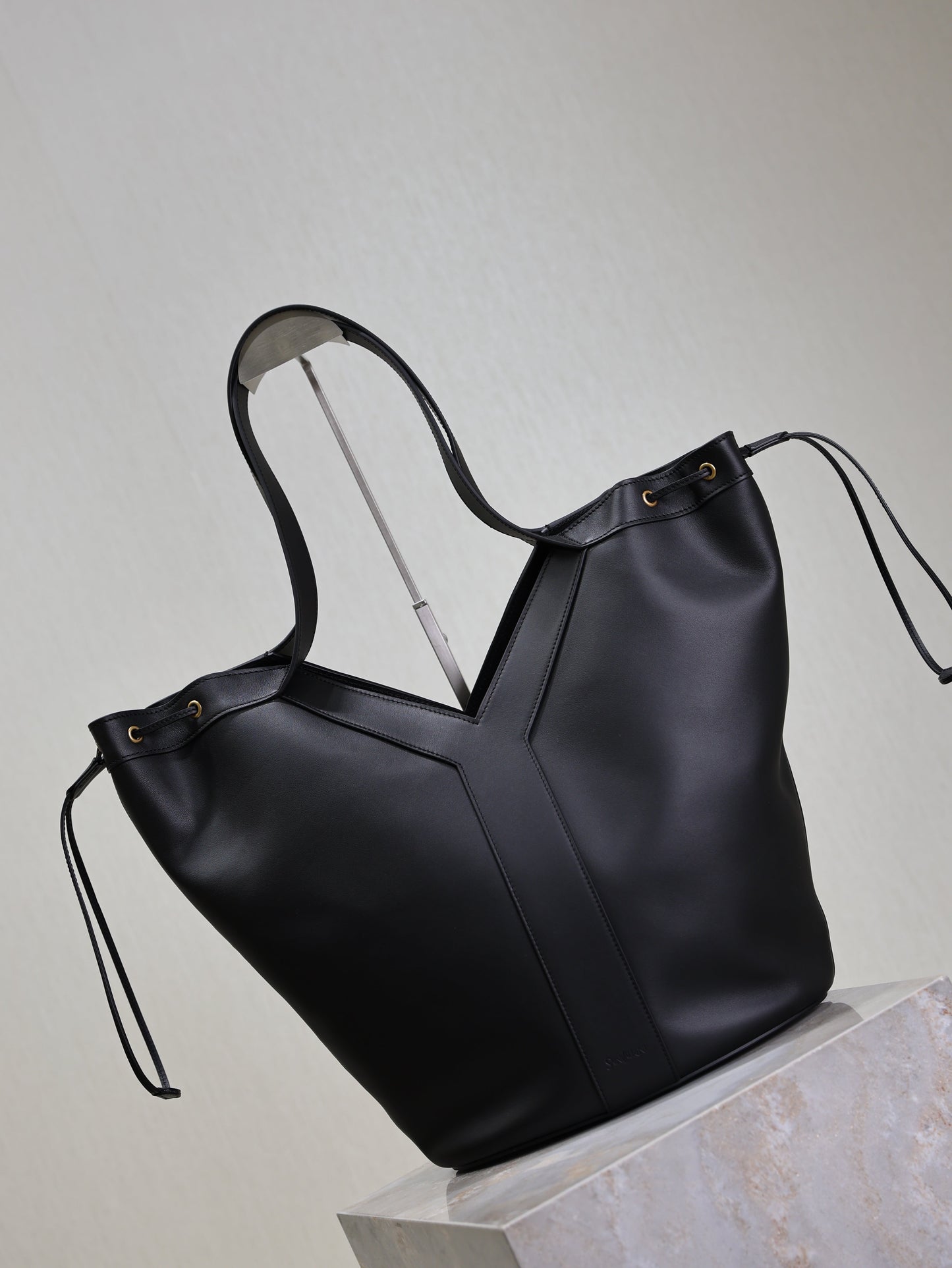 Prada Y Large Leather HOBO Bag Black Leather