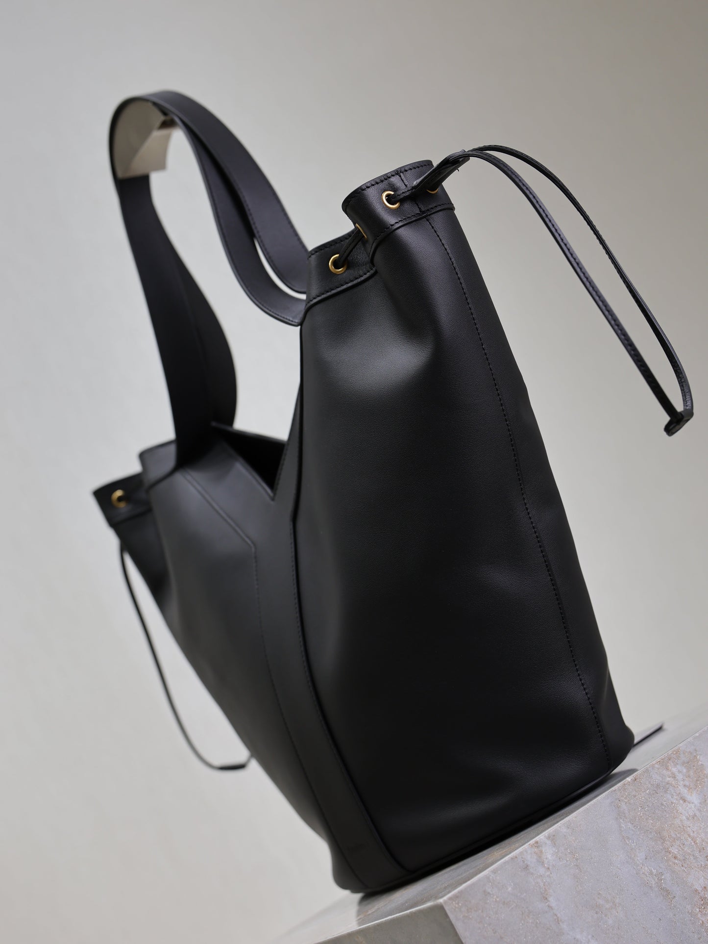 Prada Y Large Leather HOBO Bag Black Leather