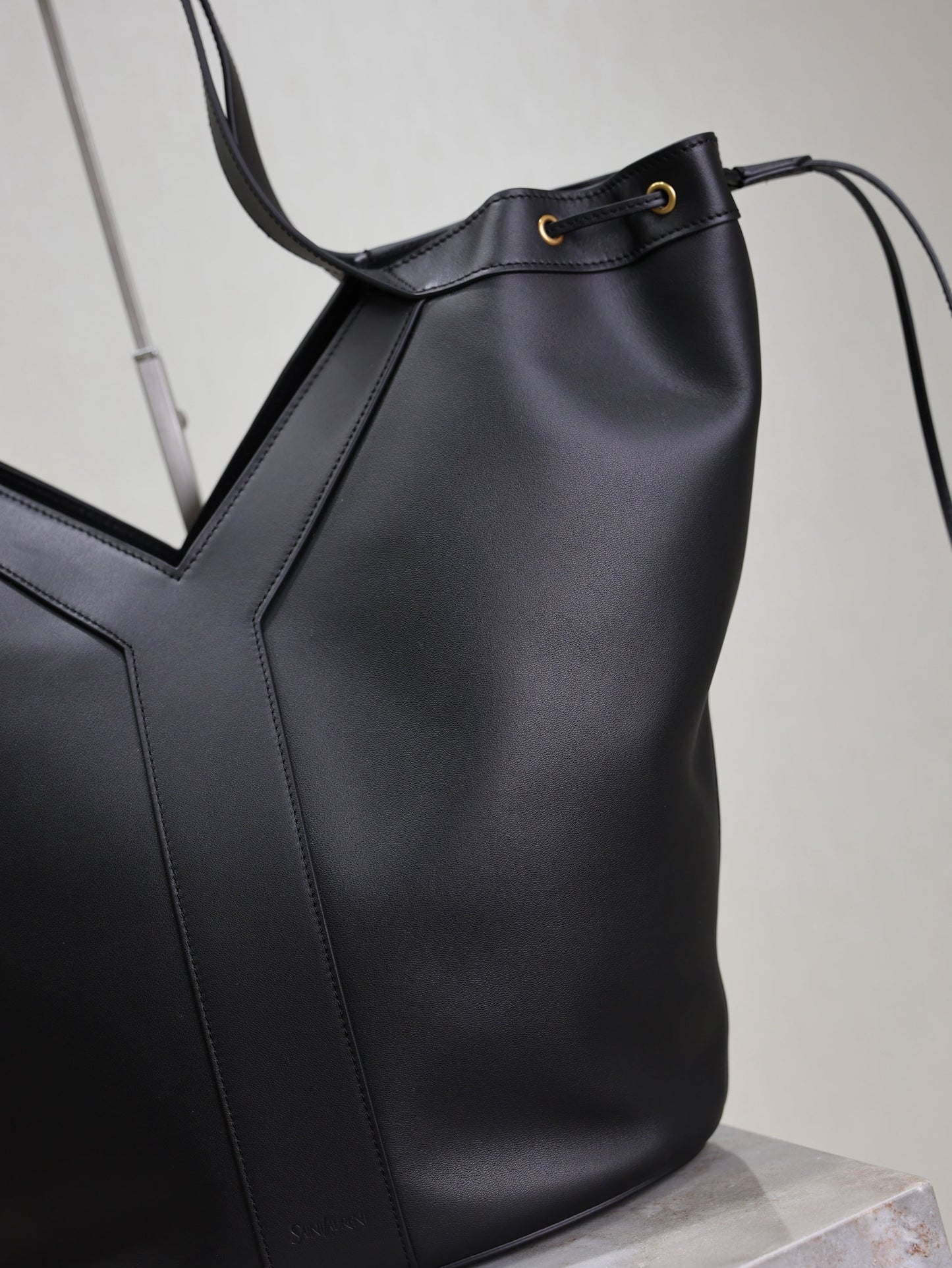 Prada Y Large Leather HOBO Bag Black Leather