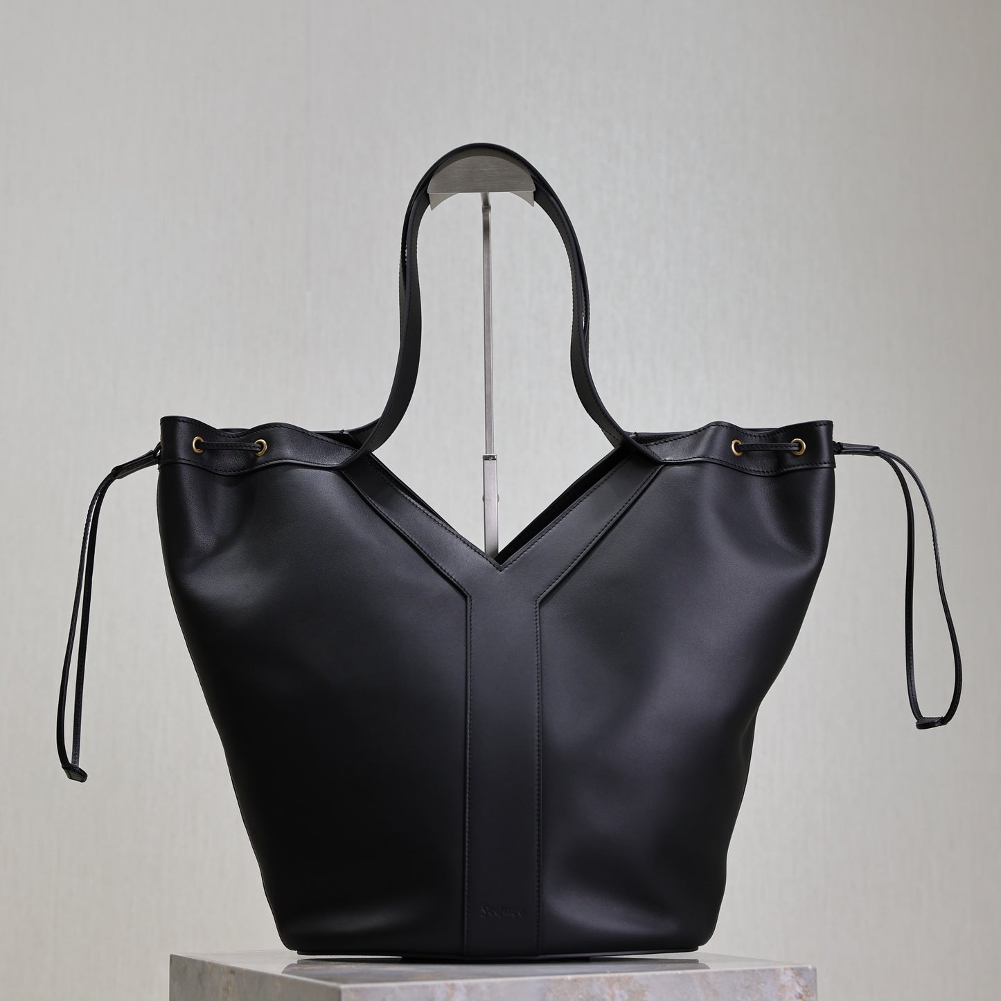 Prada Y Large Leather HOBO Bag Black Leather
