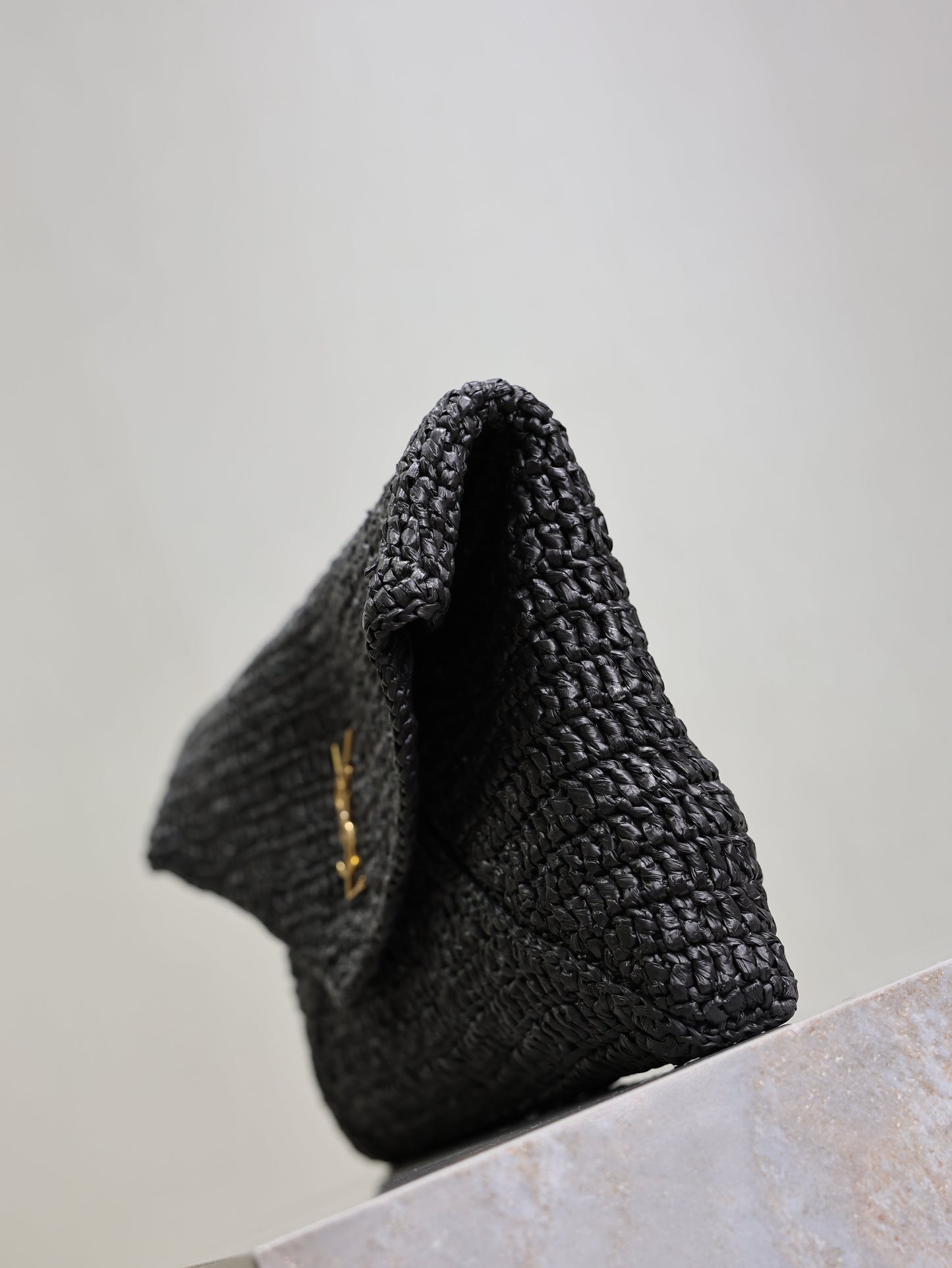 Prada Envelope Clutch 29cm Black Raffia Leather