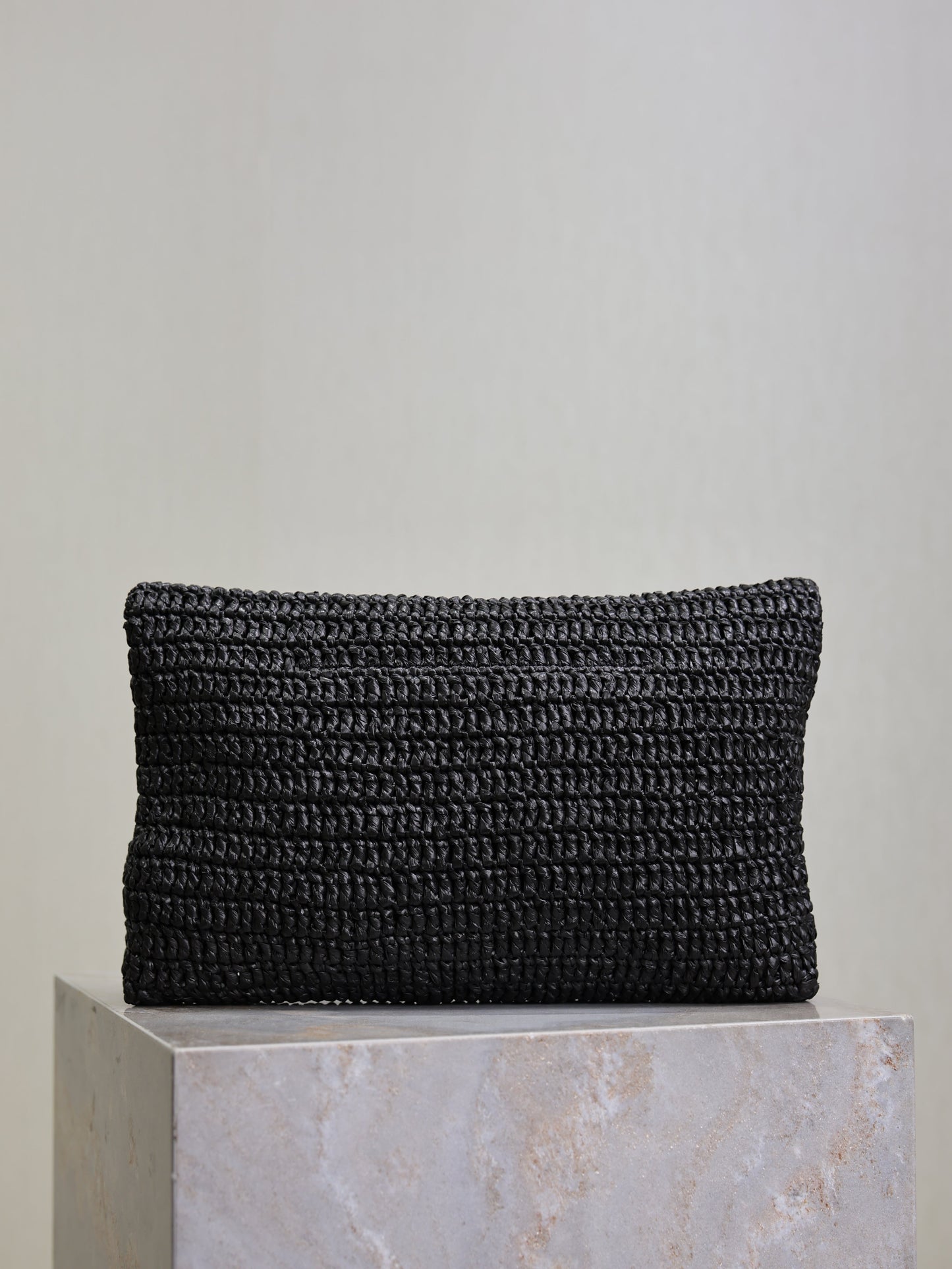 Prada Envelope Clutch 29cm Black Raffia Leather