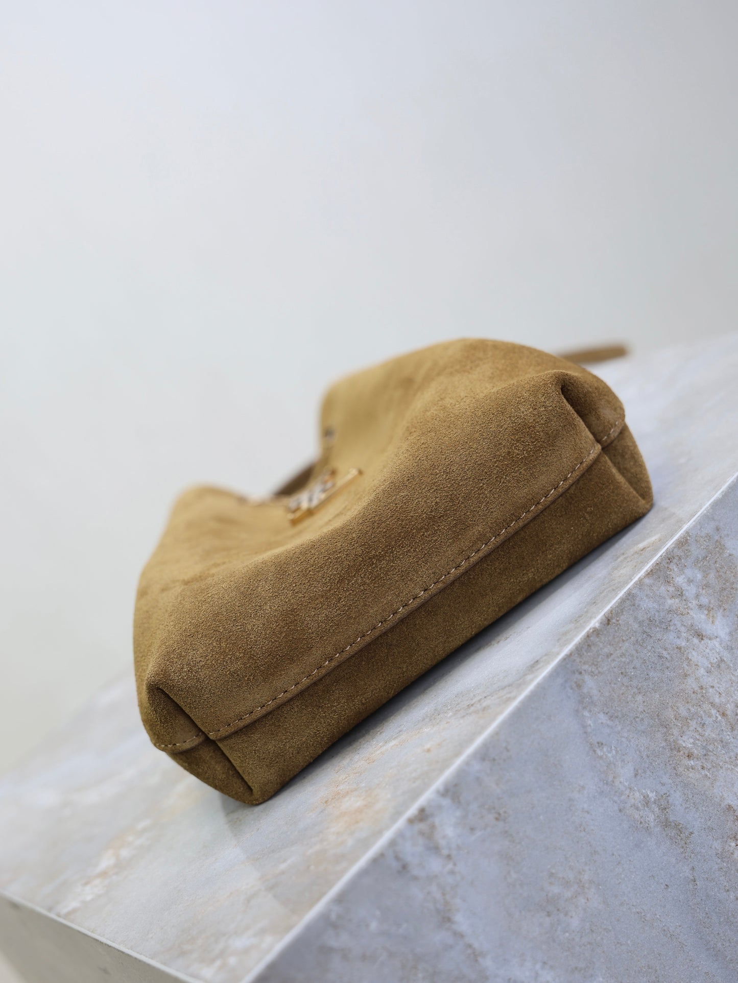 Prada Pochon Bucket Bag 20cm Brown Suede Bronze-Tone HW