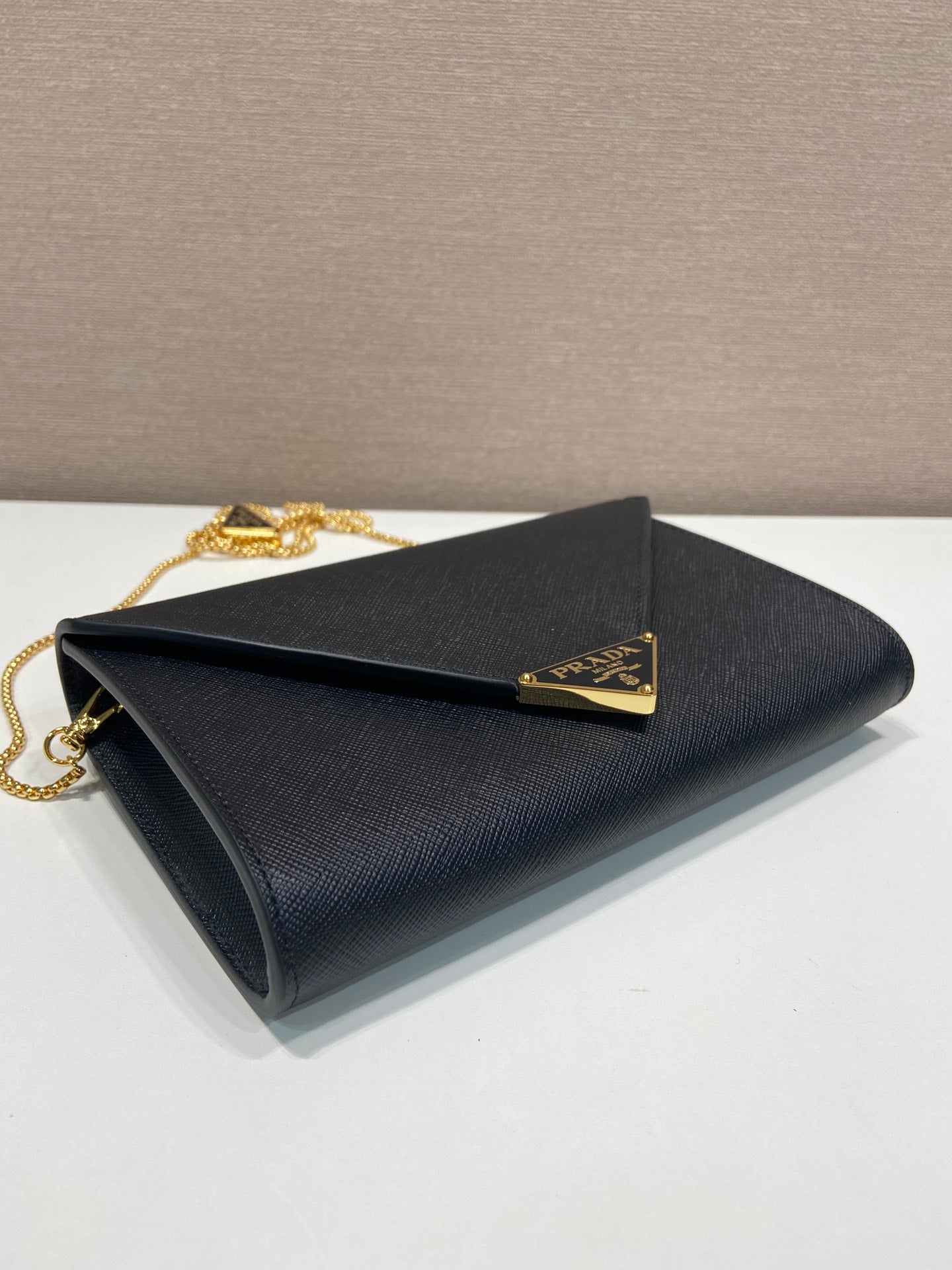 PRA Cross pattern envelope bag black leather 341148