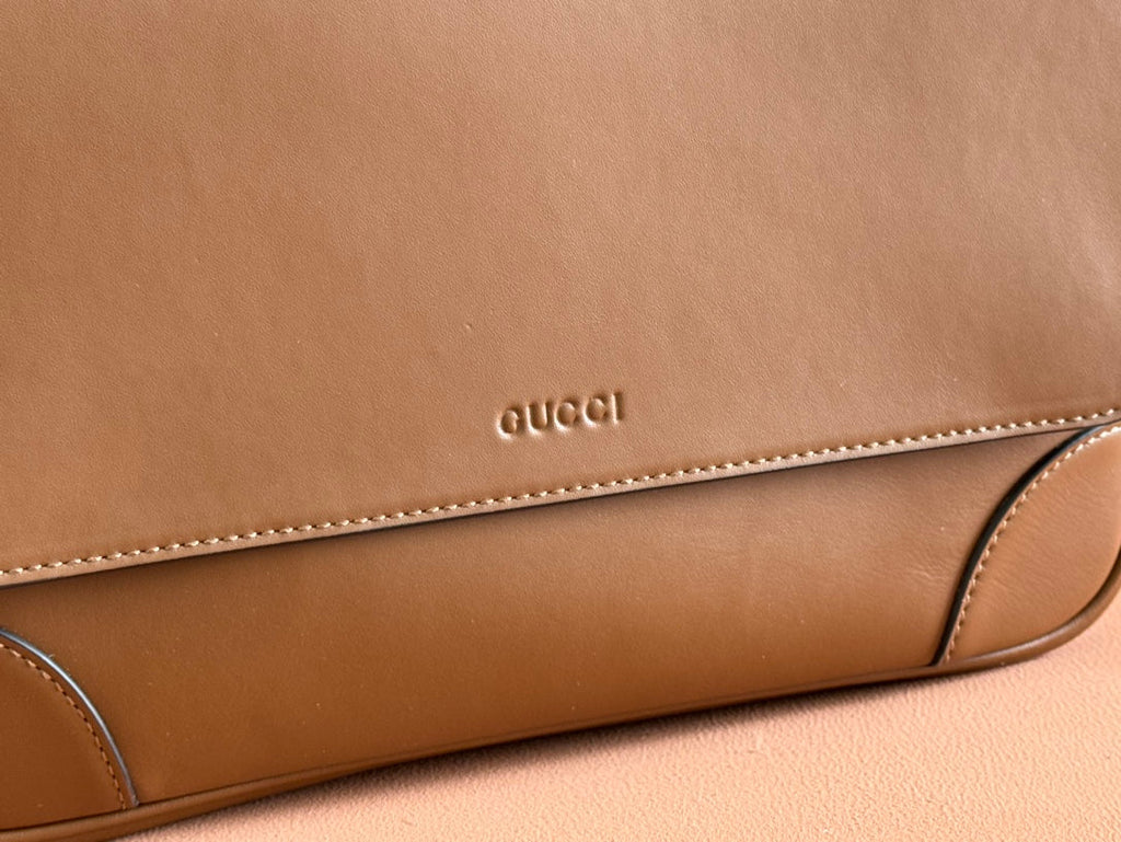Gucci Emblem Crossbody Bag Brown Calfskin 248360