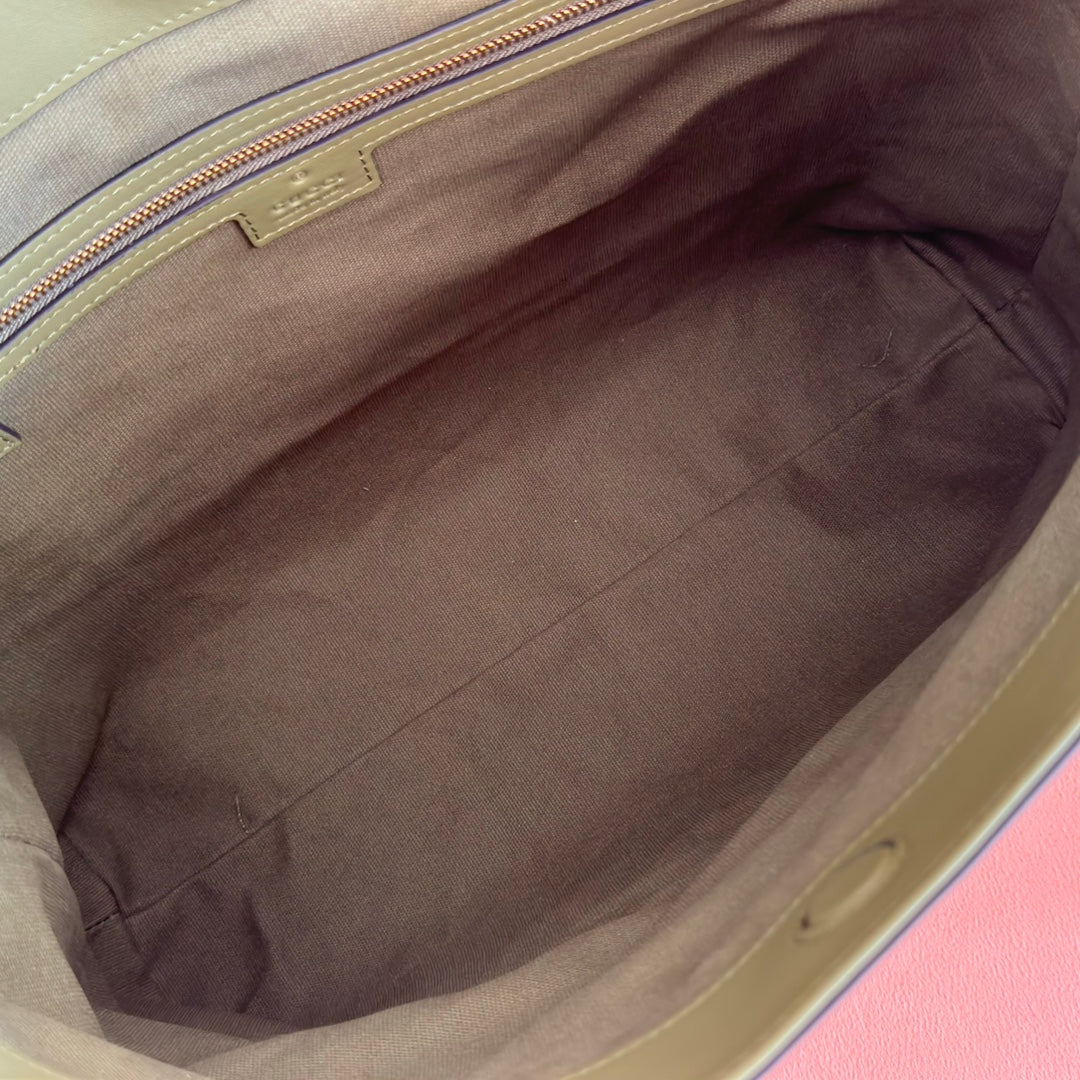 GG Beatrix Medium Tote Bag Olive Green Smooth Leather GHW 272147