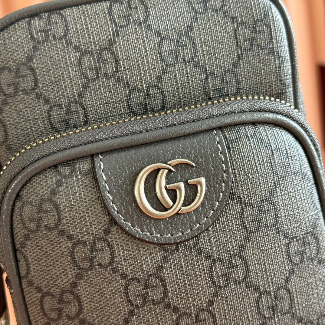 GG Ophidia Mini Messenger Dark Oliver Grey GG Monogram Fabric 272070