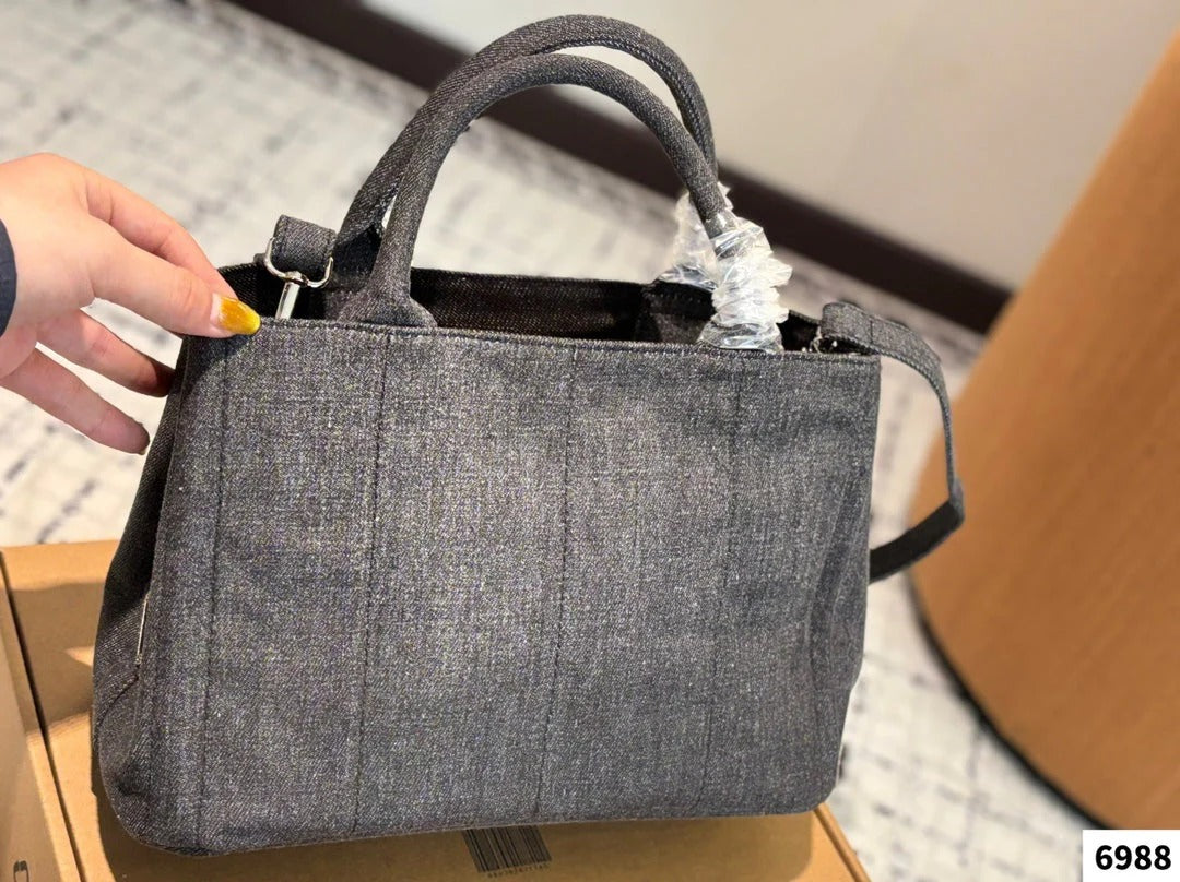 CANAPA TOTE BAG 30 IN GREY DENIM