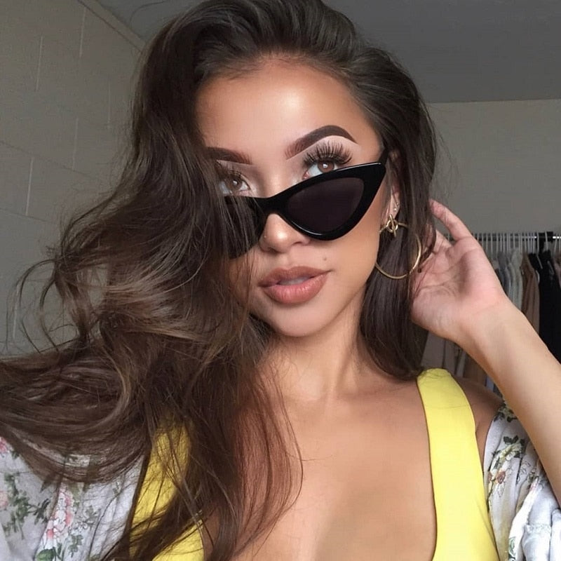 New Retro Fashion Sunglasses Women Brand Designer Vintage Cat Eye Black White Sun Glasses Female Lady UV400 Oculoss-sss-12