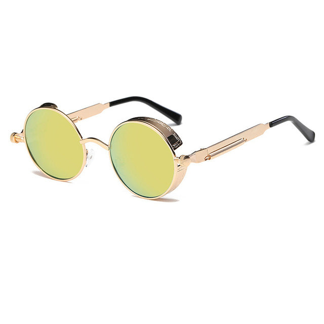 Metal Round Steampunk Sunglasses Men Women Fashion Glasses Brand Designer Retro Frame Vintage Sunglasses High Quality UV400s-sss-12
