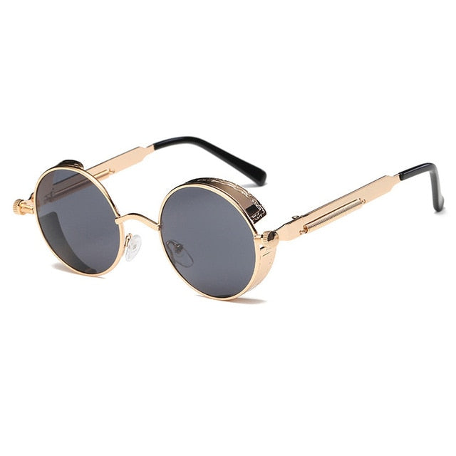 Metal Round Steampunk Sunglasses Men Women Fashion Glasses Brand Designer Retro Frame Vintage Sunglasses High Quality UV400s-sss-12
