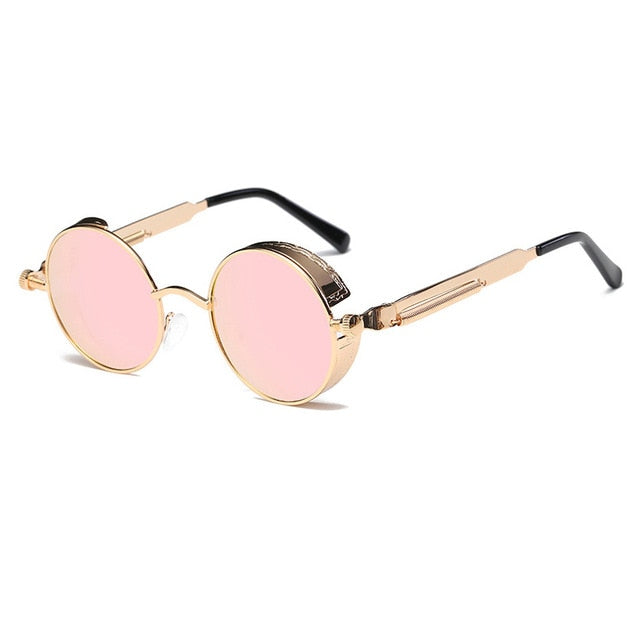 Metal Round Steampunk Sunglasses Men Women Fashion Glasses Brand Designer Retro Frame Vintage Sunglasses High Quality UV400s-sss-12