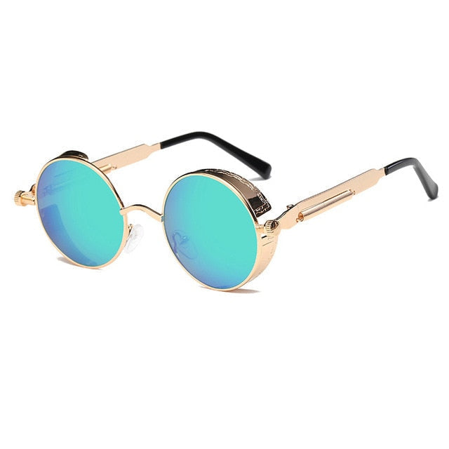 Metal Round Steampunk Sunglasses Men Women Fashion Glasses Brand Designer Retro Frame Vintage Sunglasses High Quality UV400s-sss-12