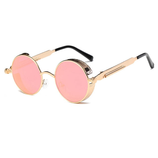 Metal Round Steampunk Sunglasses Men Women Fashion Glasses Brand Designer Retro Frame Vintage Sunglasses High Quality UV400s-sss-12