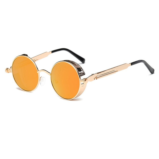 Metal Round Steampunk Sunglasses Men Women Fashion Glasses Brand Designer Retro Frame Vintage Sunglasses High Quality UV400s-sss-12