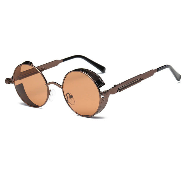 Metal Round Steampunk Sunglasses Men Women Fashion Glasses Brand Designer Retro Frame Vintage Sunglasses High Quality UV400s-sss-12