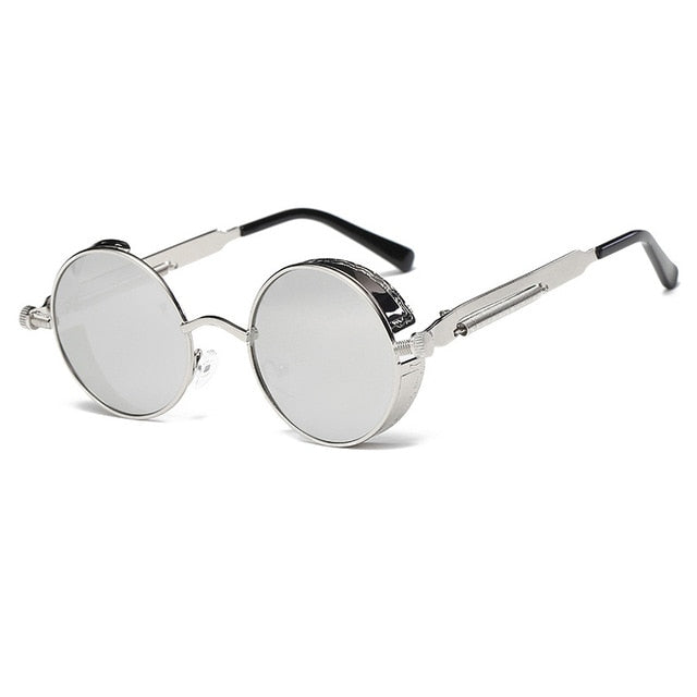 Metal Round Steampunk Sunglasses Men Women Fashion Glasses Brand Designer Retro Frame Vintage Sunglasses High Quality UV400s-sss-12
