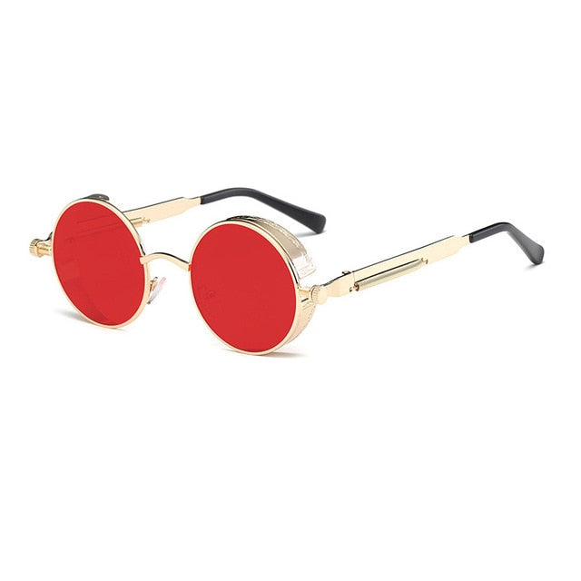 Metal Round Steampunk Sunglasses Men Women Fashion Glasses Brand Designer Retro Frame Vintage Sunglasses High Quality UV400s-sss-12