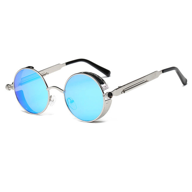 Metal Round Steampunk Sunglasses Men Women Fashion Glasses Brand Designer Retro Frame Vintage Sunglasses High Quality UV400s-sss-12