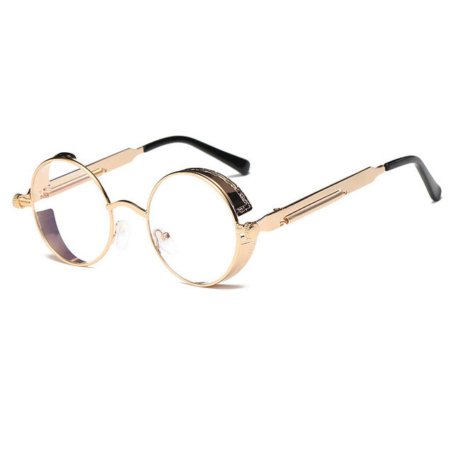 Metal Round Steampunk Sunglasses Men Women Fashion Glasses Brand Designer Retro Frame Vintage Sunglasses High Quality UV400s-sss-12
